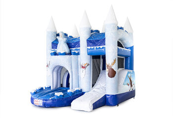 Kleine Multiplay Hüpfburg mit Dach und Rutsche im Thema Eis für Kinder bestellen