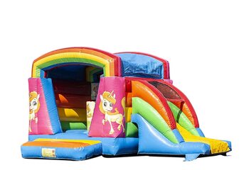 Kleine aufblasbare multifun-hüpfburg im regenbogen-einhorn-design zum kaufen für kinder. Kaufen sie hüpfburgen online bei JB-Hüpfburgen Deutschland