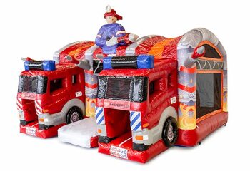 Kaufen sie eine große indoor aufblasbare multiplay hüpfburg mit rutsche im thema feuerwehr für kinder. Bestellen sie hüpfburgen online bei JB-Hüpfburgen Deutschland