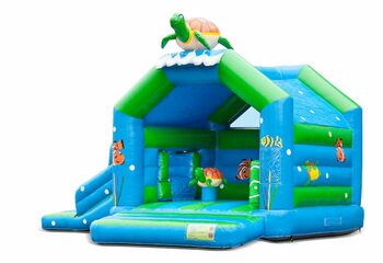 Kaufen sie eine aufblasbare indoor-multiplay-multifun-hüpfburg mit rutsche im schildkröten-design für kinder. Bestellen sie aufblasbare hüpfburgen online bei JB-Hüpfburgen Deutschland