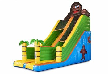 Kaufen sie gorilla slide super mit fröhlichen farben, 3D-objekten und schönem aufdruck an den seitenwänden. Bestellen sie aufblasbare rutschen jetzt online bei JB-Hüpfburgen Deutschland