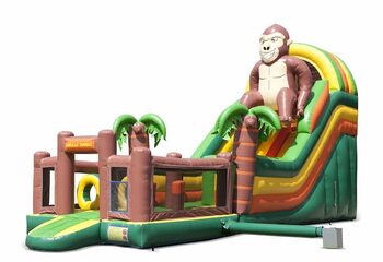 Einzigartige aufblasbare rutsche im gorilla-design mit planschbecken, beeindruckendem 3D-objekt, frischen farben und den 3D-hindernissen für kinder. Bestellen sie aufblasbare rutschen jetzt online bei JB-Hüpfburgen Deutschland