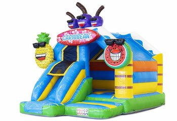 Slide Combo opblaasbaar springkussen in caribbean thema met glijbaan te koop voor kinderen