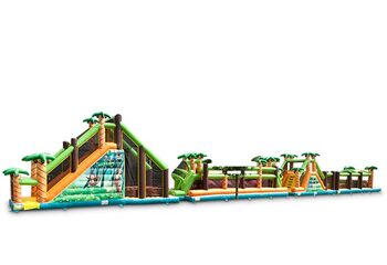 Große Hindernisparcours-Hüpfburg mit Dschungelmotiv