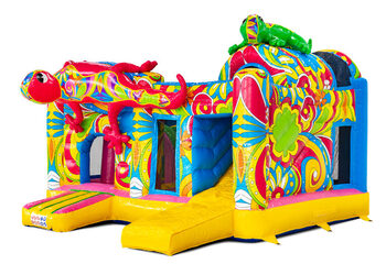 Gelb rosa blau farbenfrohe Blumendrucke auf Multiplay Ibiza JB Meppel