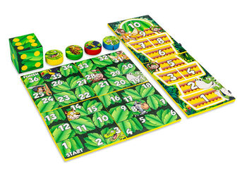 Buntes Spielset hinten von Softplay im Dschungel-Dino-Thema