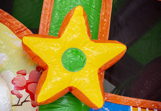 Mittelgroße aufblasbare multiplay-hüpfburg im einhorn-design für kinder. Bestellen sie aufblasbare hüpfburgen online bei JB-Hüpfburgen Deutschland