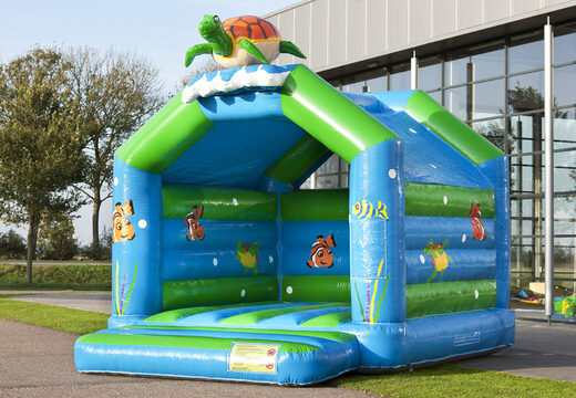 Kaufen sie einzigartige standard-hüpfburg mit einem 3D-schildkrötenobjekt auf der oberseite für kinder. Kaufen sie hüpfburgen online bei JB-Hüpfburgen Deutschland