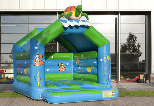 Kaufen sie standard-hüpfburg mit einem 3D-objekt einer schildkröte auf der oberseite für kinder. Bestellen sie hüpfburgen online bei JB-Hüpfburgen Deutschland