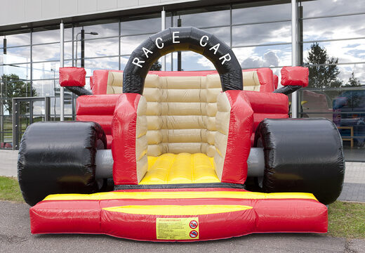 Kaufen sie F1 auto super hüpfburg in den farben schwarz rot braun und gelb für kinder. Bestellen sie hüpfburgen online bei JB-Hüpfburgen Deutschland