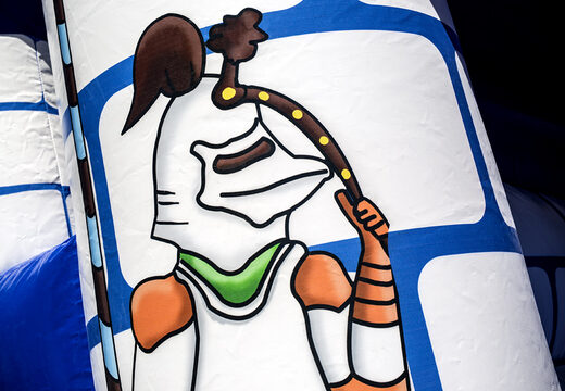 Bestellen sie standard-hüpfburg mit einem rittermotiv in einer blauen farbe für kinder. Kaufen sie hüpfburgen online bei JB-Hüpfburgen Deutschland