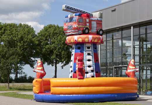 Aufblasbarer Kletterberg ohne Dach mit Wände mit 3D Feuerwehr für Kids kaufen