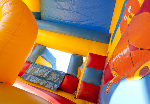 Kaufen sie bei JB-Hüpfburgen Deutschland eine aufblasbare affen-hüpfburg mit einem 3D-objekt auf dem Dach. Bestellen sie hüpfburgen online bei JB-Hüpfburgen Deutschland