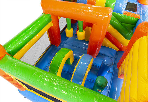 Bestellen sie mittelgroße aufblasbare party-hüpfburg mit rutsche für kinder. Kaufen sie aufblasbare hüpfburgen online bei JB-Hüpfburgen Deutschland