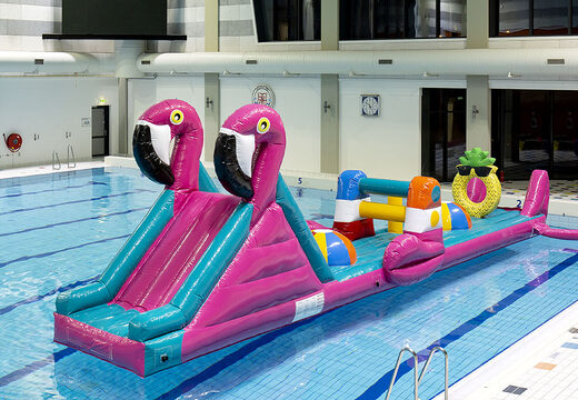 Kaufen sie einen aufblasbaren 12 meter langen flamingo run schwimmbad-hindernisparcours für jung und alt. Bestellen sie aufblasbare wasserattraktionen jetzt online bei JB-Hüpfburgen Deutschland