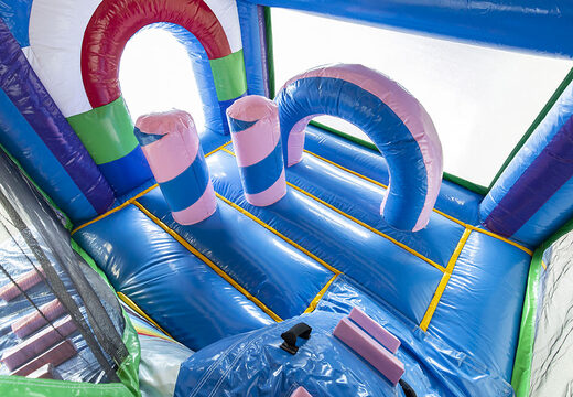 Kaufen sie mittelgroße aufblasbare einhorn-hüpfburg mit rutsche für kinder. Bestellen sie aufblasbare hüpfburgen online bei JB-Hüpfburgen Deutschland