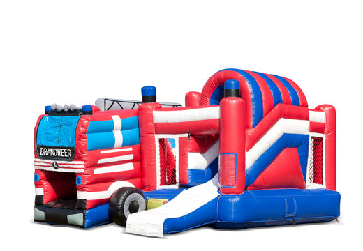 Kaufen sie überdachte aufblasbare hüpfburg im thema feuerwehrauto mit rutsche für kinder. Bestellen sie aufblasbare hüpfburgen online bei JB-Hüpfburgen Deutschland