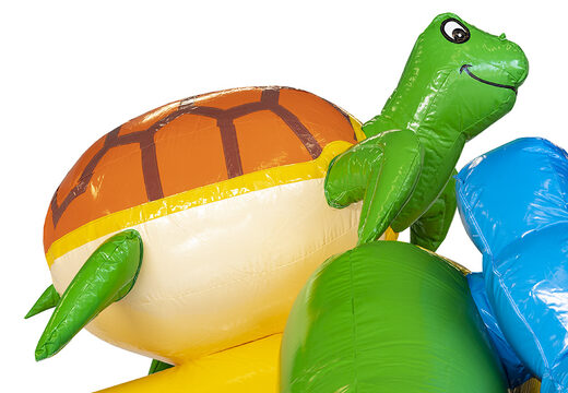 Bestellen sie eine hüpfburg mit aufblasbarer rutsche im hawaii-stil für kinder. Aufblasbare hüpfburgen mit rutsche erhältlich bei JB-Hüpfburgen Deutschland