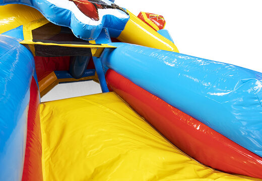 Aufblasbarer hüpfburg mit superhelden-thema für kinder zu verkaufen. Bestellen sie jetzt aufblasbare hüpfburgen mit rutsche bei JB-Hüpfburgen Deutschland