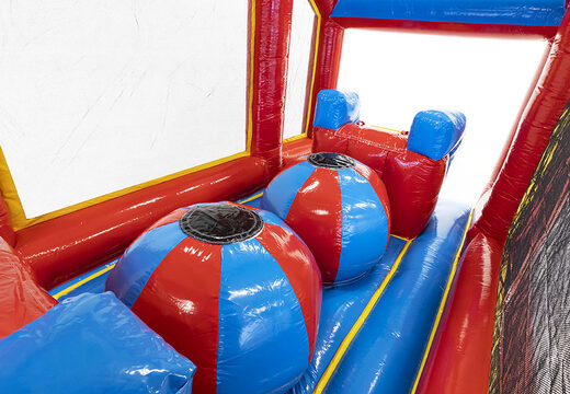 Aufblasbarer modularer 19-meter-hindernisparcours mit achterbahnmotiv, 3D-objekten und einem doppelparcours mit unterschiedlichen themen für kinder. Kaufen sie aufblasbare hindernisparcours jetzt online bei JB-Hüpfburgen Deutschland