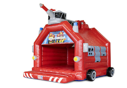 Große überdachte Hüpfburg im Thema Feuerwehr für Kinder kaufen