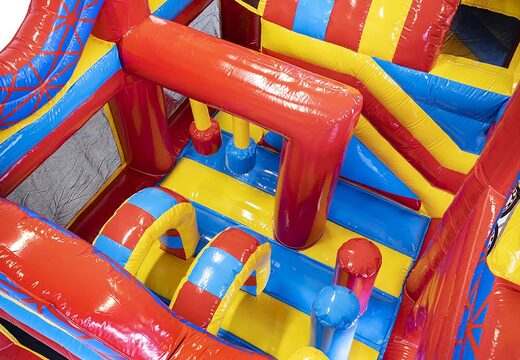Mittelgroße aufblasbare multiplay-hüpfburg im achterbahn-design mit rutsche für kinder. Bestellen sie aufblasbare hüpfburgen online bei JB-Hüpfburgen Deutschland
