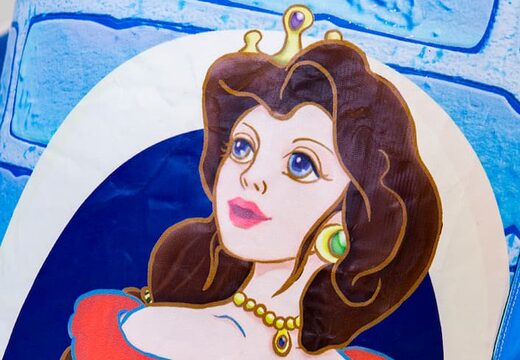 Bestellen sie eine blaue multifunktionale hüpfburg im prinzessinnen-stil mit rutsche für kinder. Kaufen sie hüpfburgen online bei JB-Hüpfburgen Deutschland