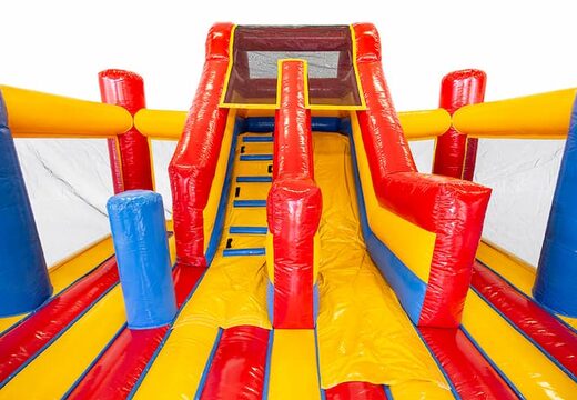 Kaufen sie aufblasbare boss-slidebox im superhelden-hüpfburg-thema mit einer rutsche für kinder. Bestellen sie hüpfburgen online bei JB-Hüpfburgen Deutschland