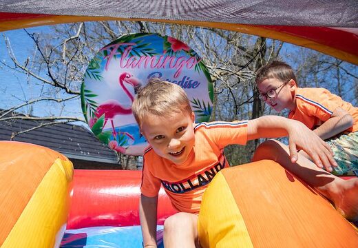 Kaufen sie bei JB-Hüpfburgen Deutschland einen aufblasbaren multiplay-hüpfburg für kinder im flamingo-design für den innenbereich. Bestellen sie hüpfburgen online bei JB-Hüpfburgen Deutschland
