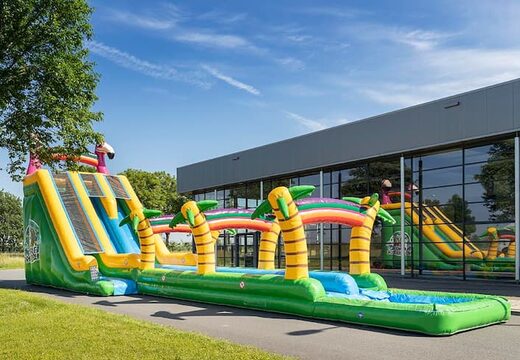 Drop & Slide Jungle hüpfburg mit doppelrutsche für kinder kaufen. Bestellen sie aufblasbare hüpfburgen online bei JB-Hüpfburgen Deutschland