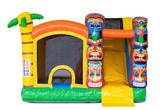 Opblaasbaar Jumpy Happy Splash springkussen met bad bestellen in thema tropisch Hawai voor kinderen bij JB Inflatables