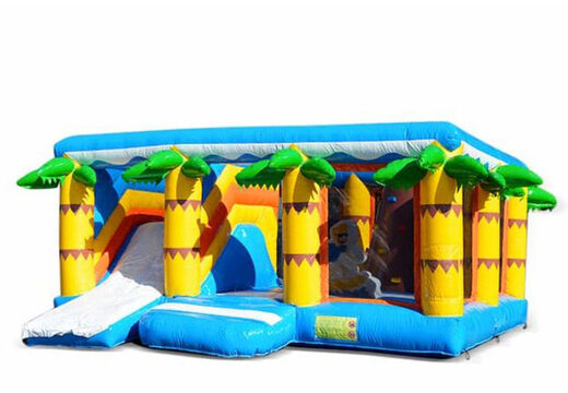 Grosse Hüpfburg mit Dach und Rutsche Indoor im Thema Strand für Kinder zu bestellen