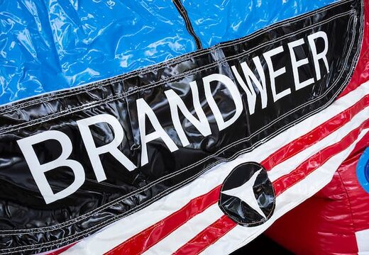 Bestellen sie eine mittelgroße aufblasbare feuerwehr-hüpfburg mit rutsche für kinder. Kaufen sie aufblasbare hüpfburgen online bei JB-Hüpfburgen Deutschland