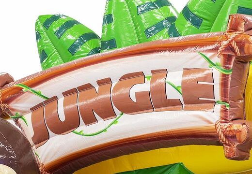 Aufblasbarer Hüpfburg im Dschungel-Stil mit Rutsche mit großem Gorilla-Affen darauf für Kinder