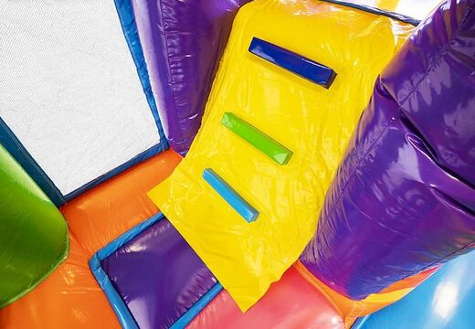 Aufblasbare Hüpfburg im Hippie-Stil mit Rutsche in vielen Farben zum Verkauf für Kinder