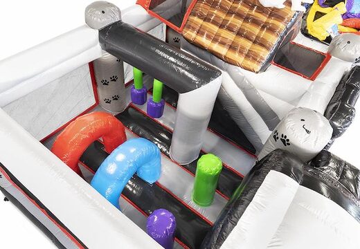 Kaufen Sie ein aufblasbares Luftkissen mit Tiermotiven und einem großen Hund darauf für Kinder