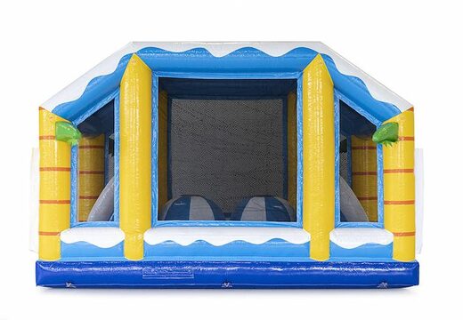 Kaufen sie einen aufblasbaren modularen 19-meter-hindernisparcours im surf-thema für kinder. Bestellen sie aufblasbare parcours jetzt online bei JB-Hüpfburgen Deutschland