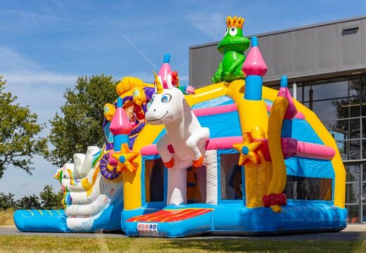 Kaufen Sie aufblasbare Multiplay Super-Hüpfburg im Einhorn-Stil mit vielen Farben für Kinder