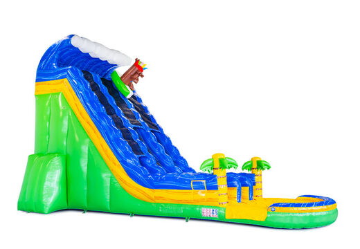 Bestellen Sie die aufblasbare Wasserrutsche Waterslide D22 Hawaii mit einem tropischen Thema
