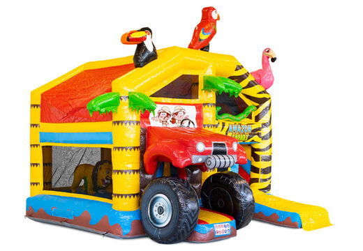 Kaufen Sie aufblasbare Multiplay-Hüpfburg mit Dach im Amazon-Safari-Thema für Kinder