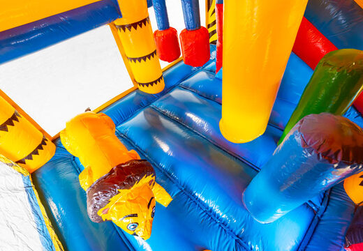 Aufblasbare Hüpfburg mit Rutsche und Dach im Amazonas-Safari-Thema für Kinder zu verkaufen