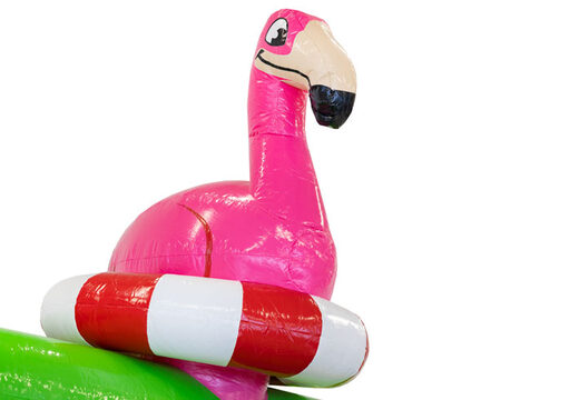 Kaufen Sie eine aufblasbare Hüpfburg im Thema Flamingo mit zum Thema passenden Drucken für Kinder. Bestellen Sie Hüpfburgen online bei JB-Hüpfburgen Deutschland