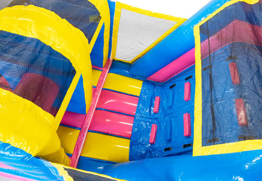 Bestellen Sie einen 13 meter aufblasbaren Hindernisparcours im Thema Flamingo für Kinder. Kaufen sie aufblasbare hindernisparcours jetzt online bei JB-Hüpfburgen Deutschland