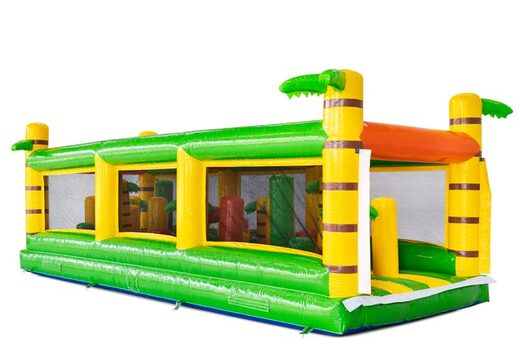 Modulare Hindernisbahn in Gelb, Grün und Orange mit Palme