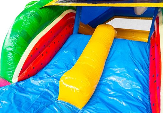 Kaufen Sie die blaue, gelbe, rote und grüne Rutsche vom Bounce Castle Double Slide Combo bei JB