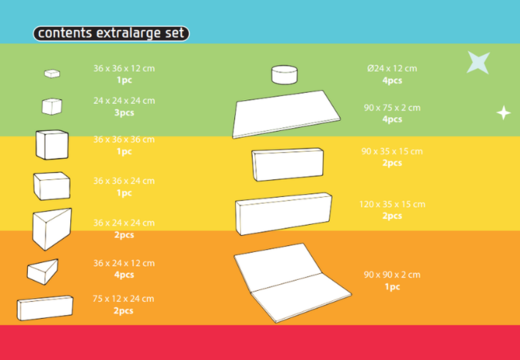 Bestellen Sie den Inhalt des Softplay XL Sets im Einhorn-Thema von JB Meppel
