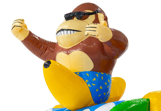 3D Figur auf Hüpfburg Dubbelslide Affe mit Bananen-Motiv Strandthema