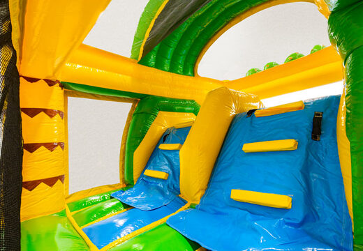 Kletterwand des Multiplay dubbelslide Safari Gorilla Themas in Blau Gelb Grün