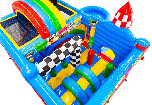 Innenraum des Hüpfburges mit Bögen, Säulen und Luftkissen zum Verkauf bei JB