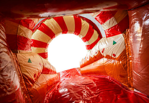 Rutsche des Multifun Lebkuchen-Themen-Hüpfburges, rot und weiß